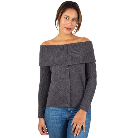 Cashmere Marilyn Neck Cardigan Sweater Size M - Picture 2 of 6